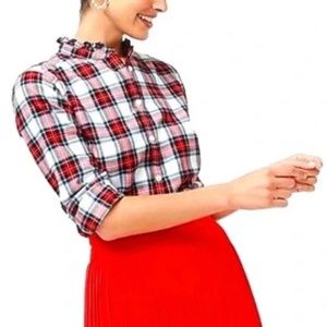 J.Crew plaid blouse with ruffled collar